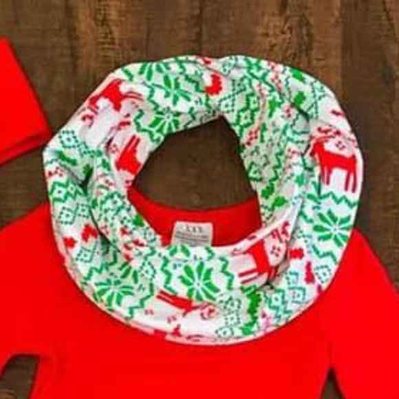 Girl's Christmas Reindeer 3 Piece Infinity Scarf Boutique Outfit