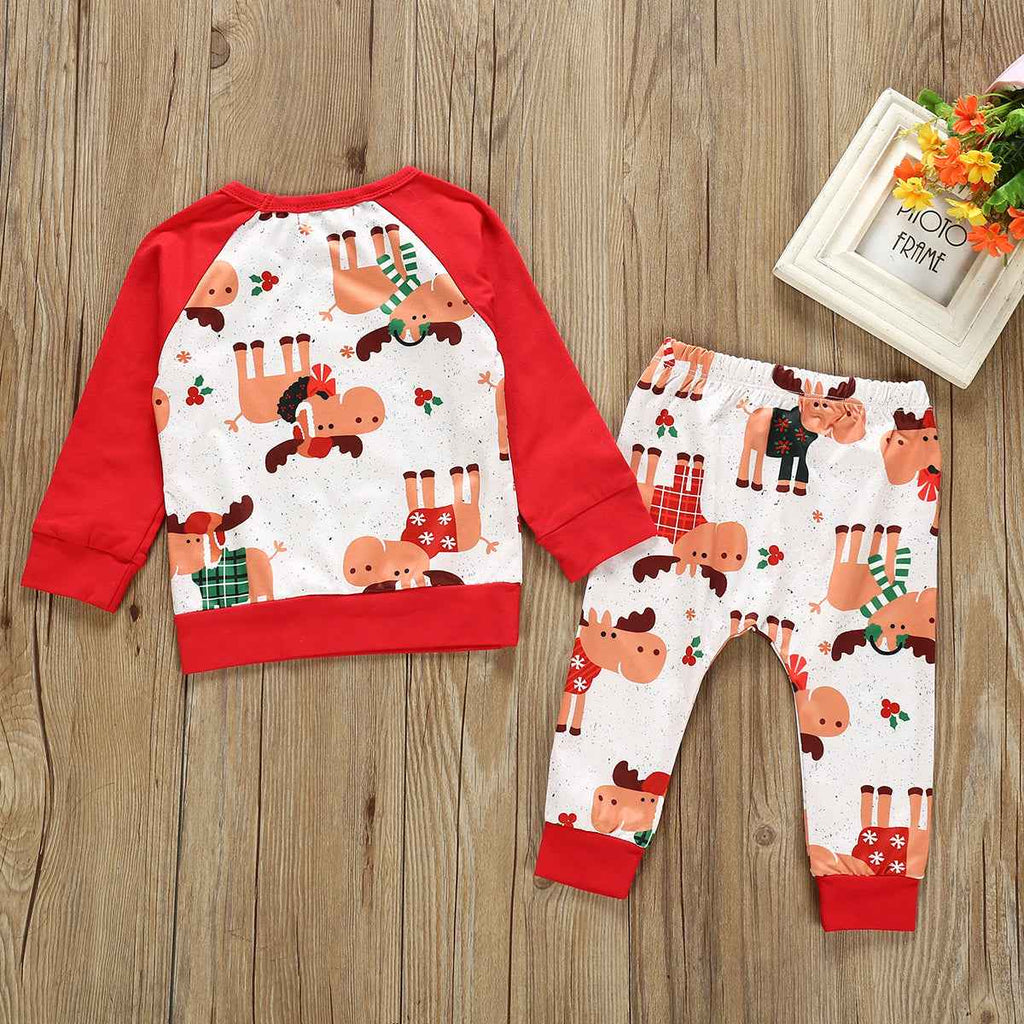 Boy's Festive Moose Christmas Sweatsuit