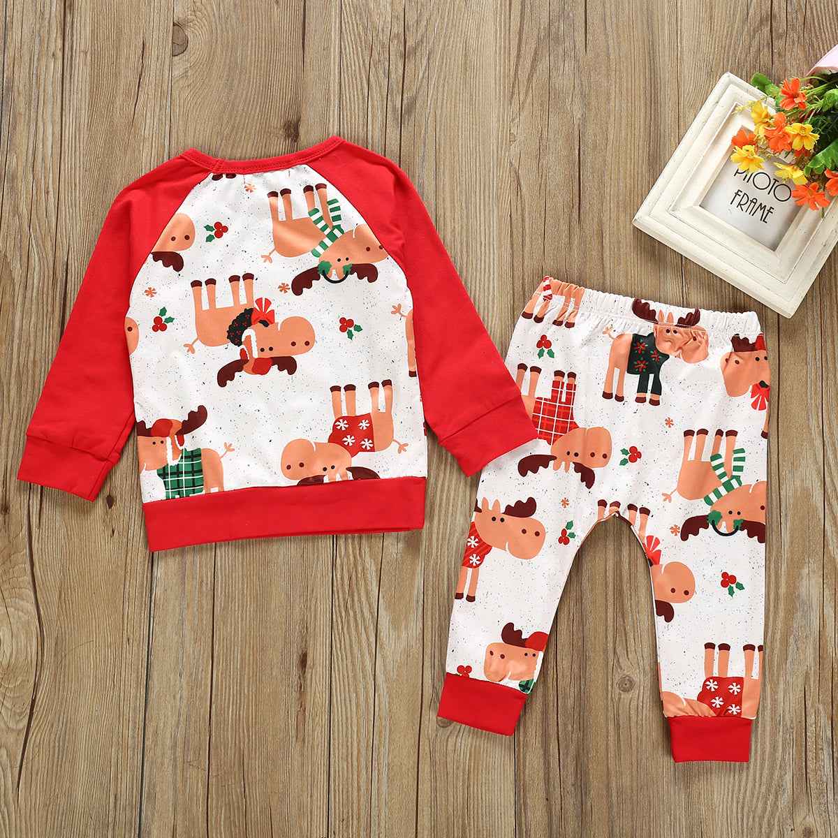 Boy's Festive Moose Christmas Sweatsuit