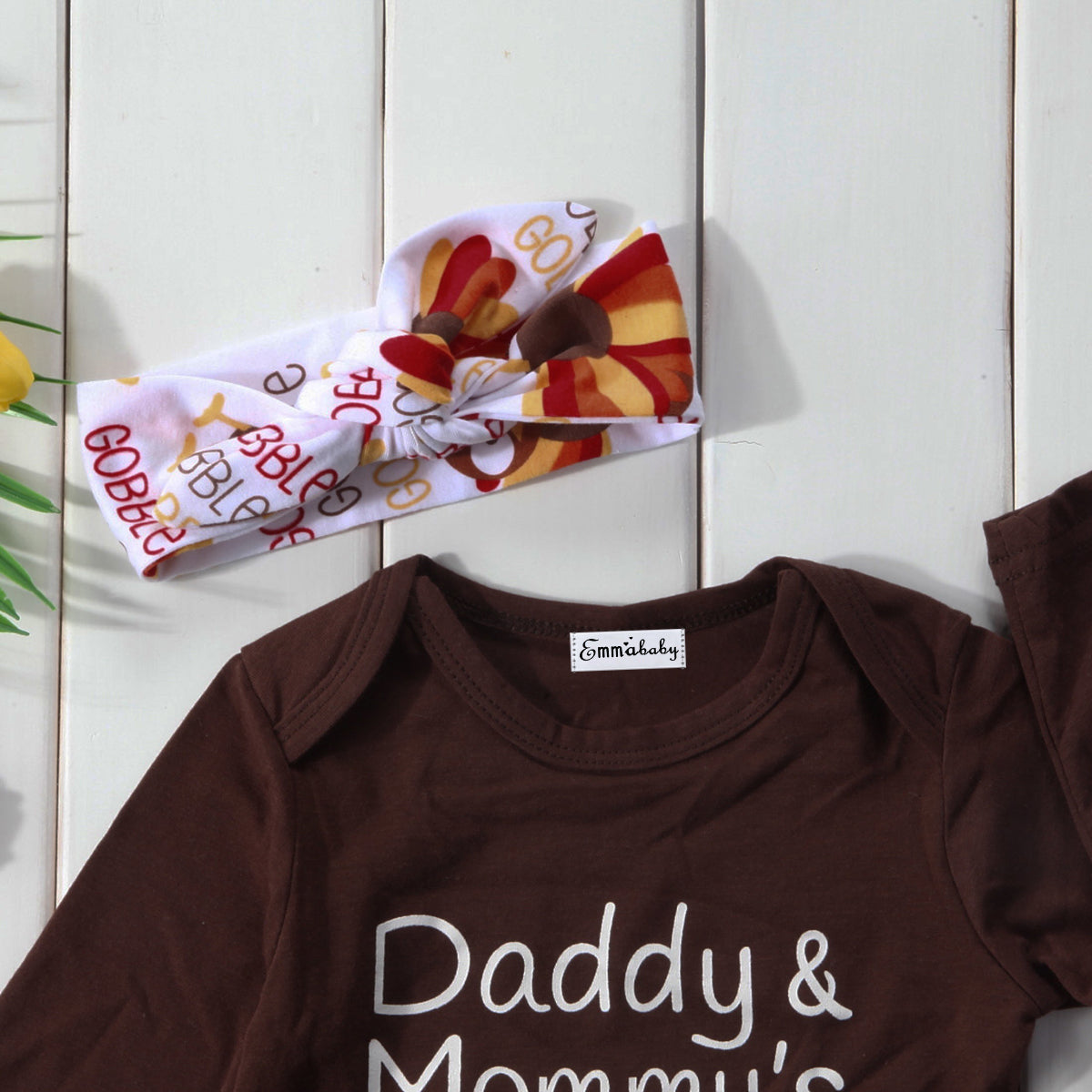 Infant Unisex Daddy & Mommy's Little Turkey Thanksgiving 4 Pc Outfit
