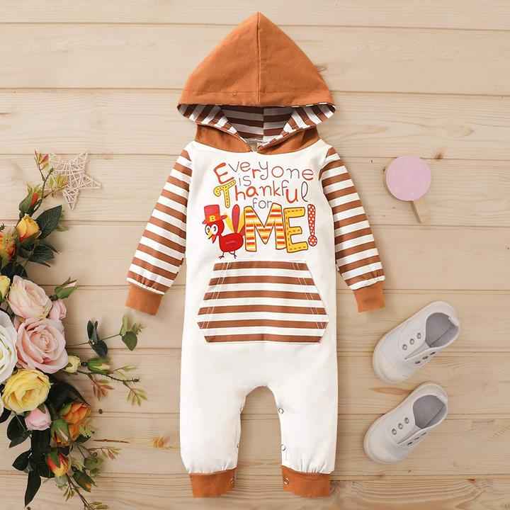 Boy's Thanksgiving Everyone is Thankful for Me Hooded Jumpsuit