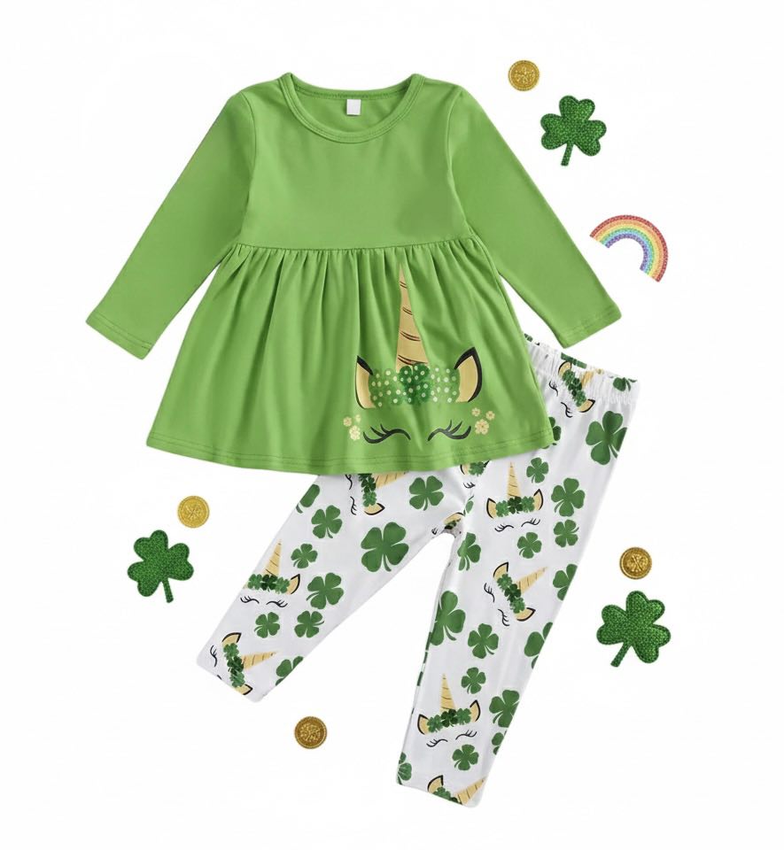 Girl's St. Patrick's Day Unicorn Outfit