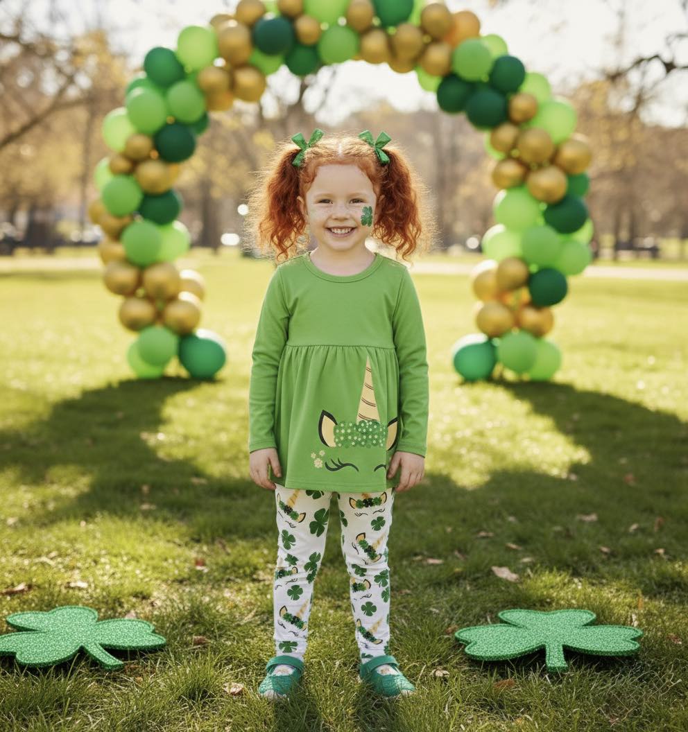 Girl's St. Patrick's Day Unicorn Outfit