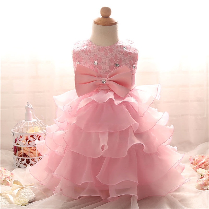 Girl's Solid Colored Ruffle Easter Dress