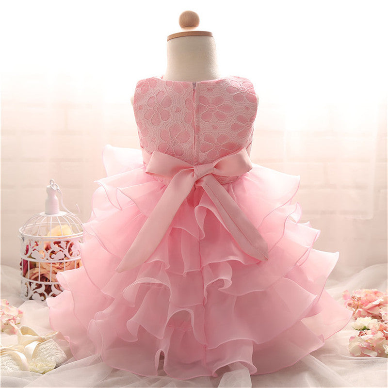 Girl's Solid Colored Ruffle Easter Dress