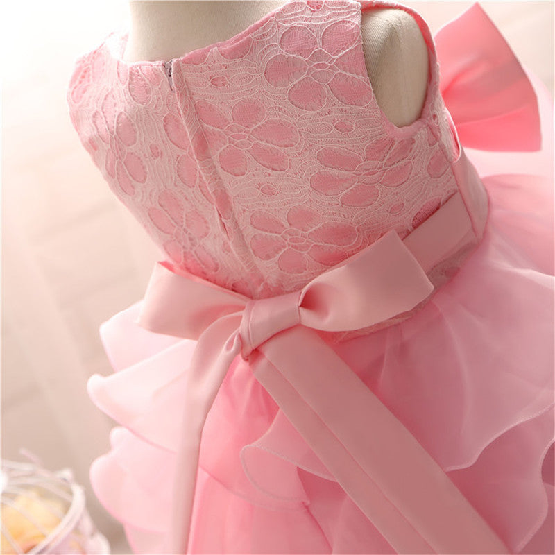 Girl's Solid Colored Ruffle Easter Dress