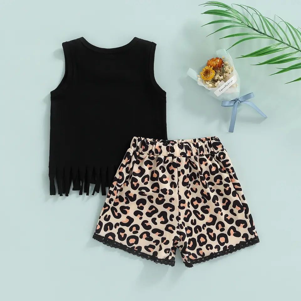 Girl's Leopard Print Mama's Mini Shorts Outfit - EveryNest