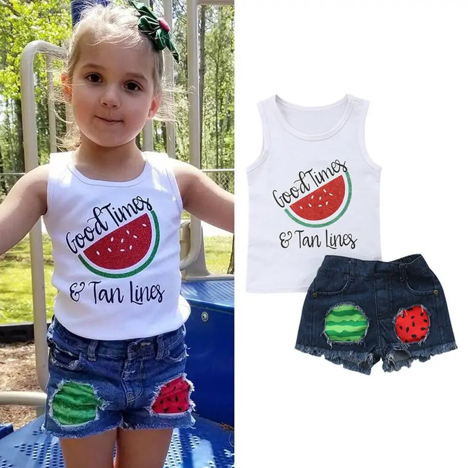 Girl's Good Times & Tan Lines Watermelon Outfit - EveryNest