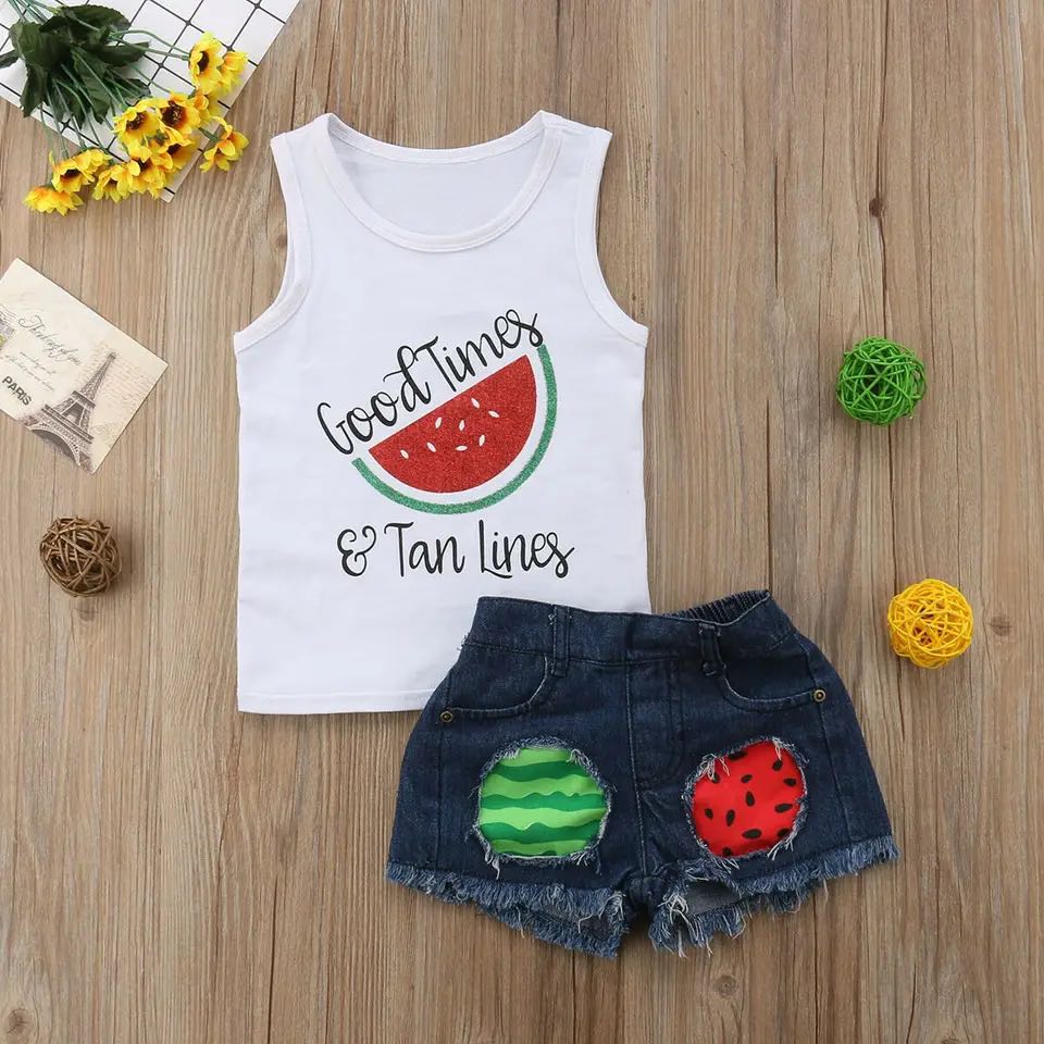 Girl's Good Times & Tan Lines Watermelon Outfit - EveryNest