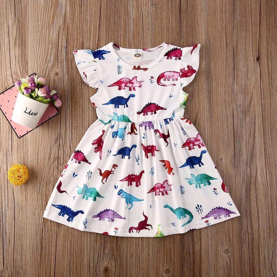 Girl's Dinosaur Print Dress - EveryNest