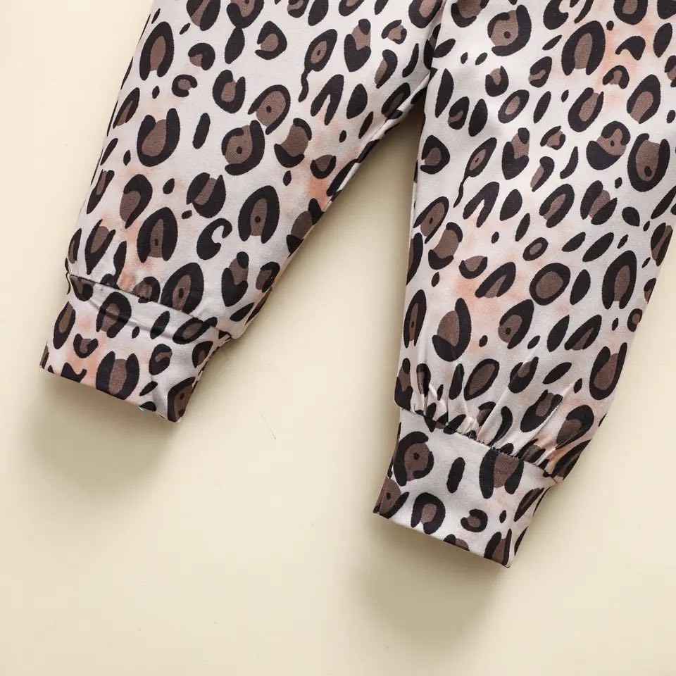 Girl's Leopard Print Babe Pants Outfit