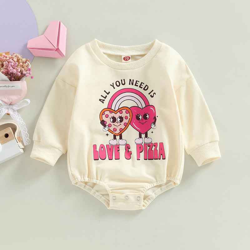 Girl's Love & Pizza Oversized Sweatshirt Bodysuit