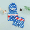Boy's Fourth of July Distressed Patriotic Stars and Stripes Hooded Outfit