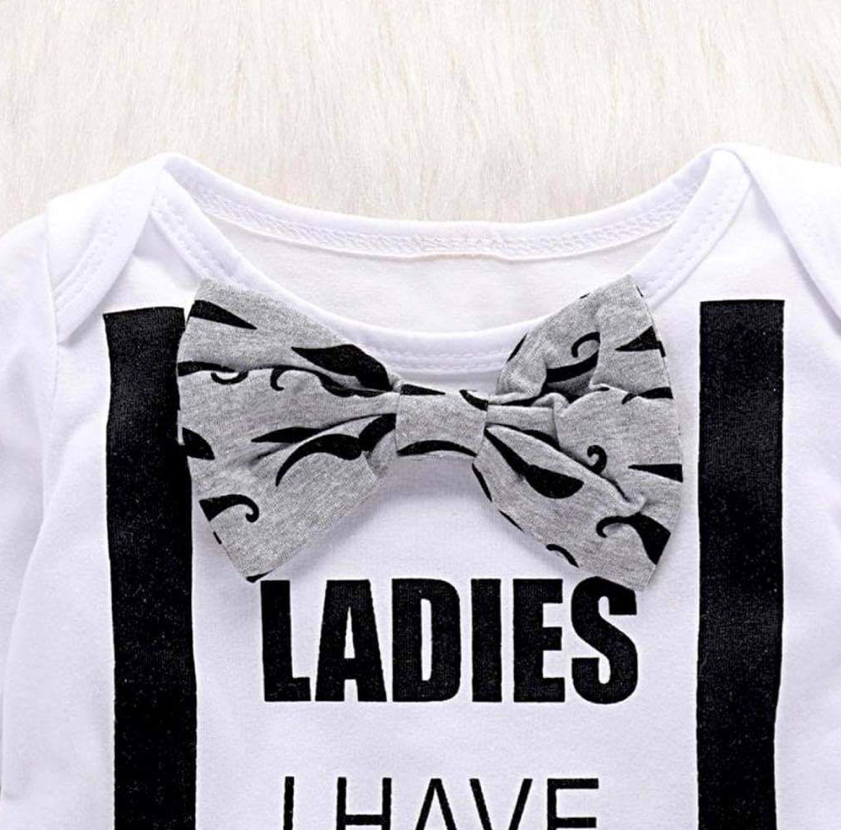 Boy's Mustache Print Ladies I Have Arrived Outfit
