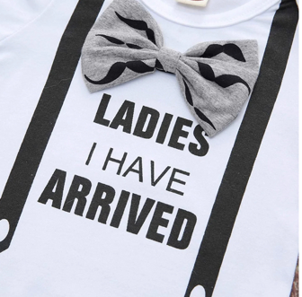 Boy's Mustache Print Ladies I Have Arrived Outfit