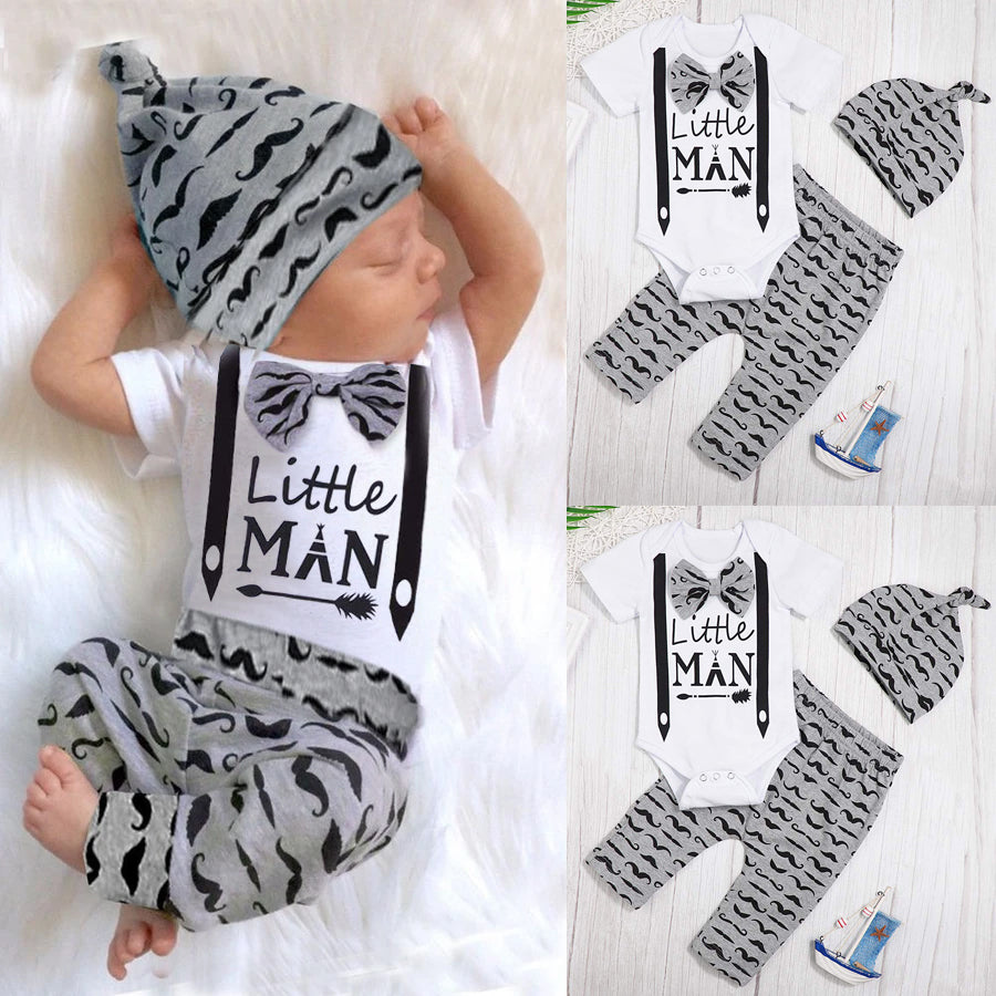 Boy's Mustache Print Little Man Outfit - EveryNest