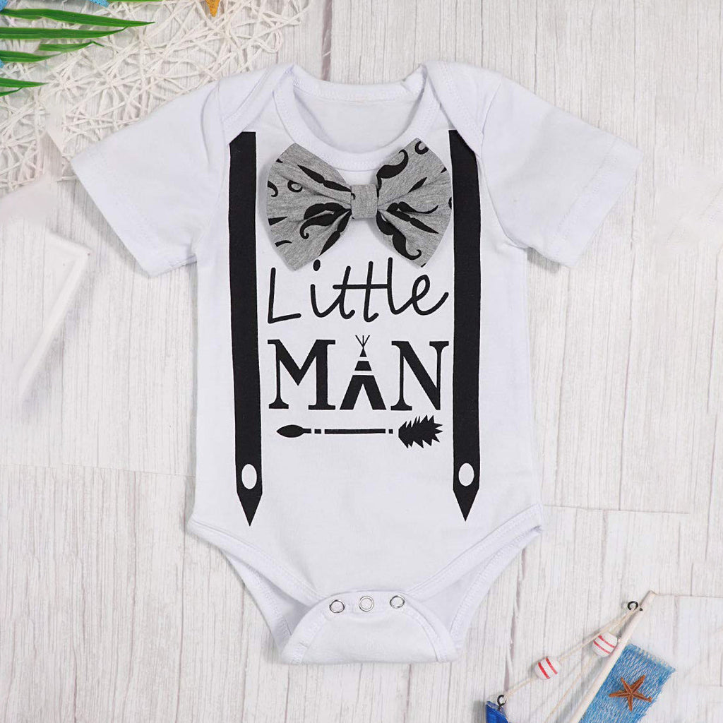 Boy's Mustache Print Little Man Outfit - EveryNest