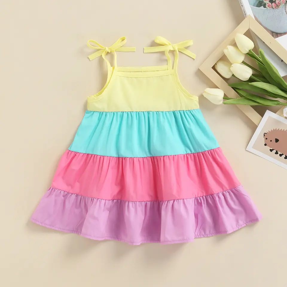 Girl's Pastel Rainbow Dress - EveryNest