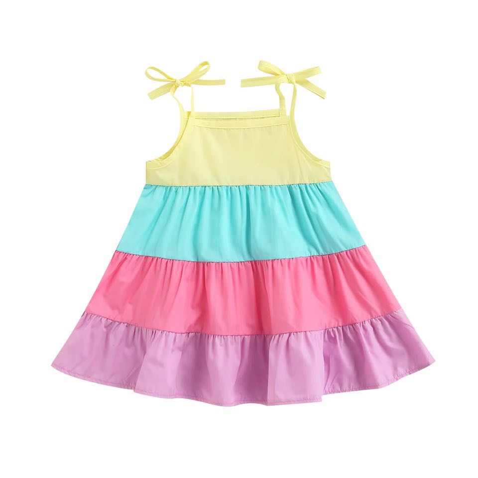 Girl's Pastel Rainbow Dress - EveryNest