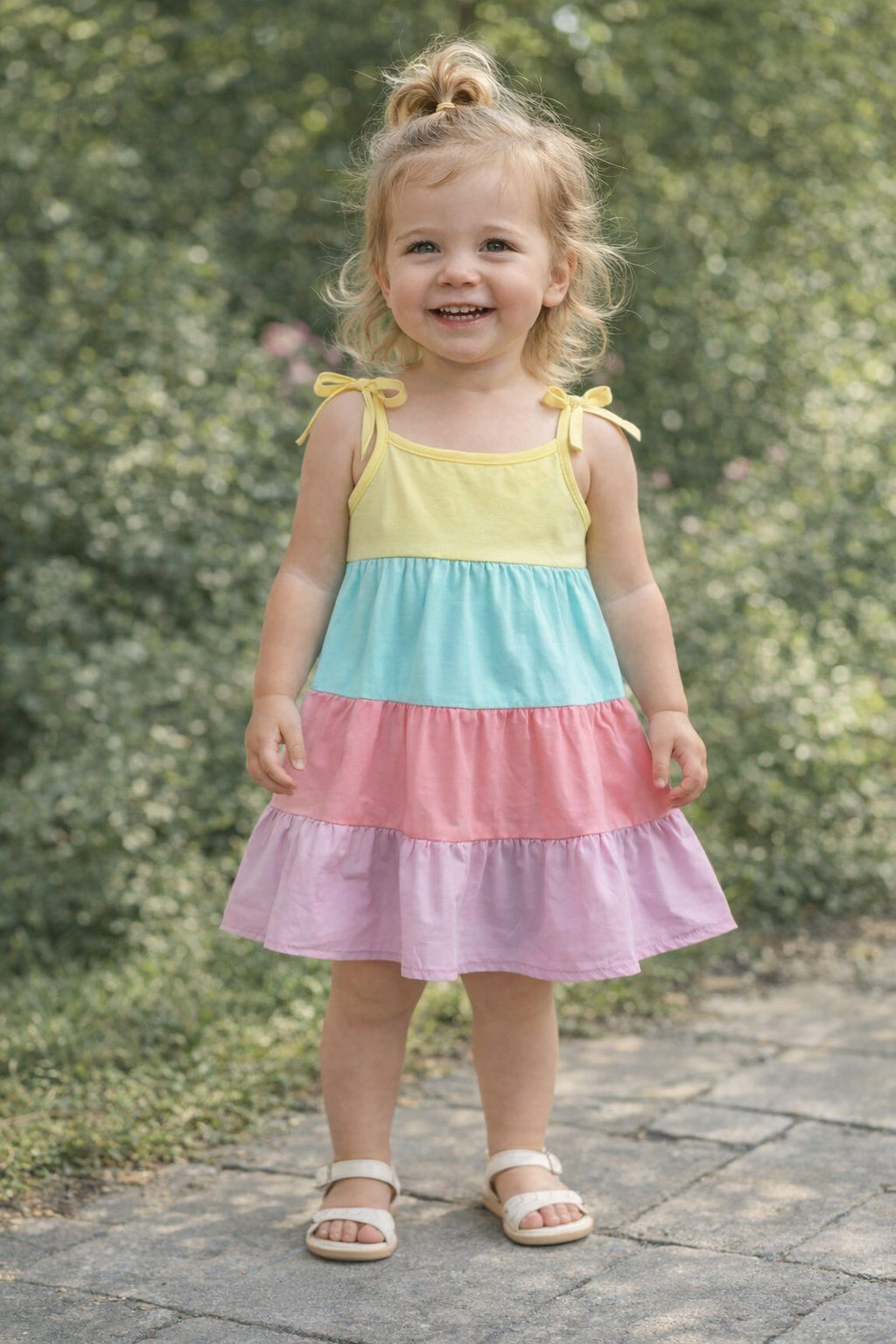 Girl's Pastel Rainbow Dress - EveryNest