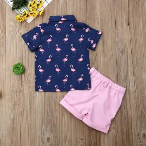 Boy's Flamingo Button Up Outfit - EveryNest
