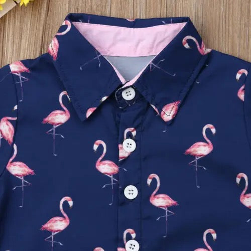Boy's Flamingo Button Up Outfit - EveryNest