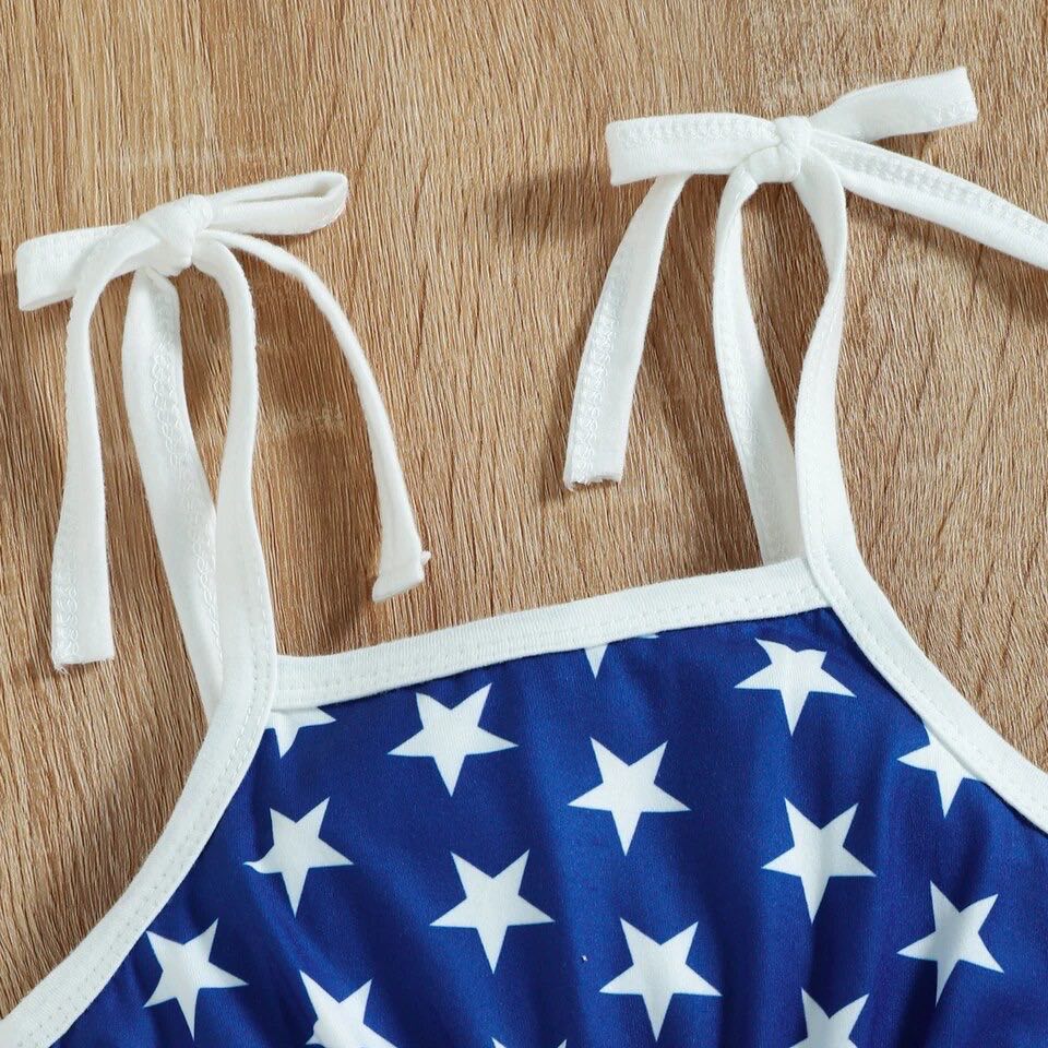 Girl's Fourth of July Stars & Stripes American Flag Romper - EveryNest