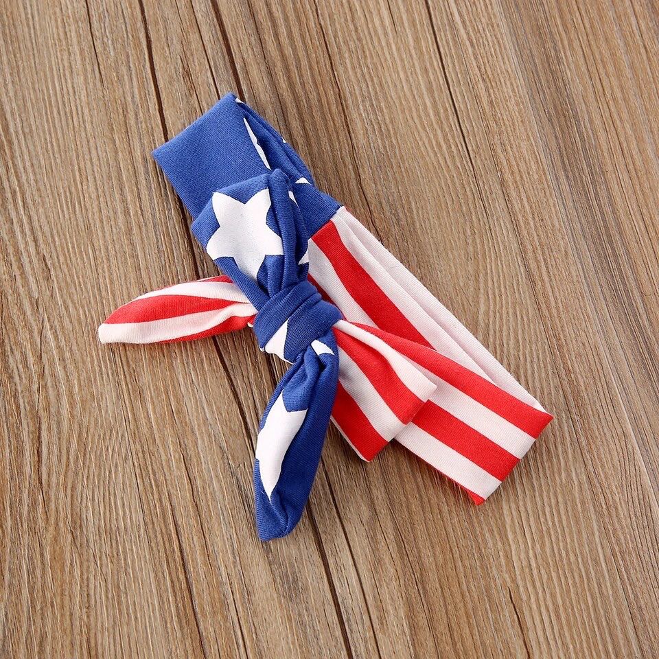 Girl's Fourth of July American Flag Pom Pom Romper