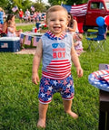 Boys “American Boy” 4th of July Outfit – Patriotic Hooded Tank & Flag Shorts Set