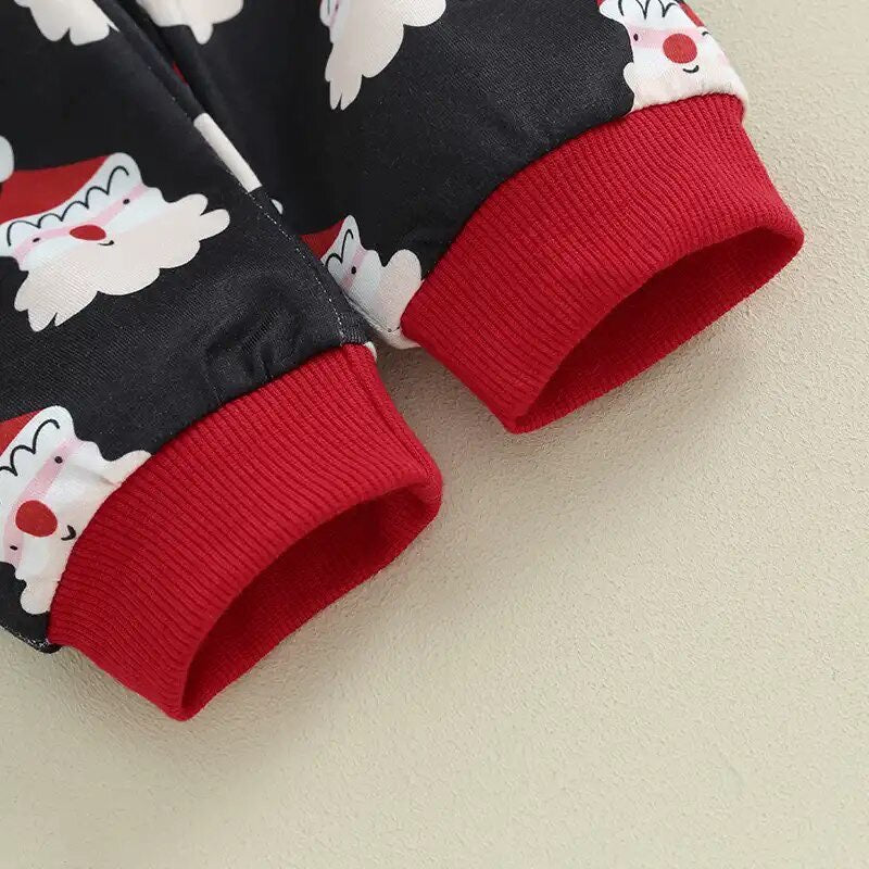 Boys' Black and Red Santa Claus Christmas Jogger Set