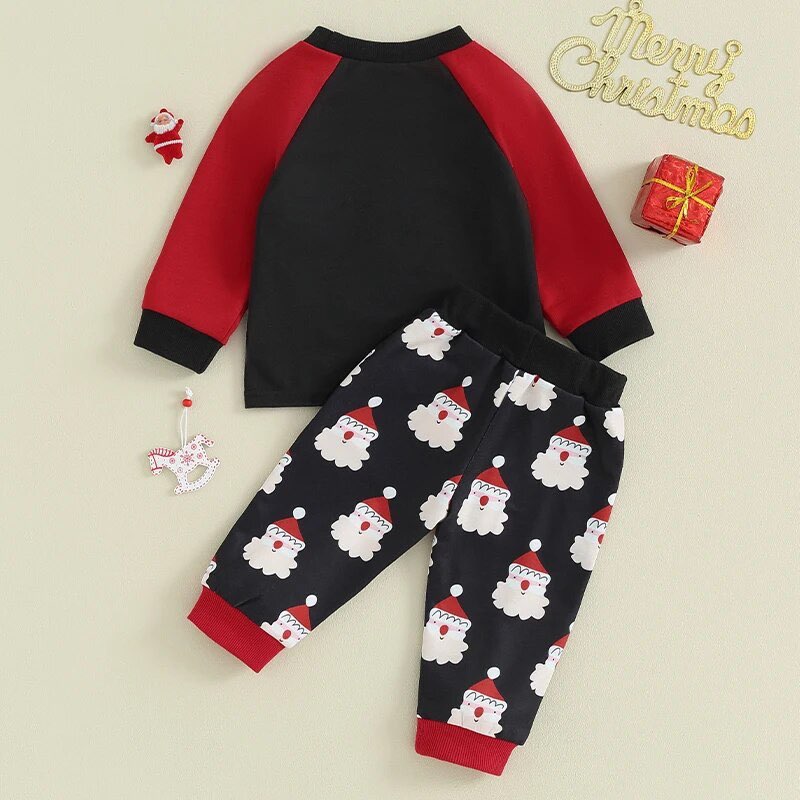 Boys' Black and Red Santa Claus Christmas Jogger Set