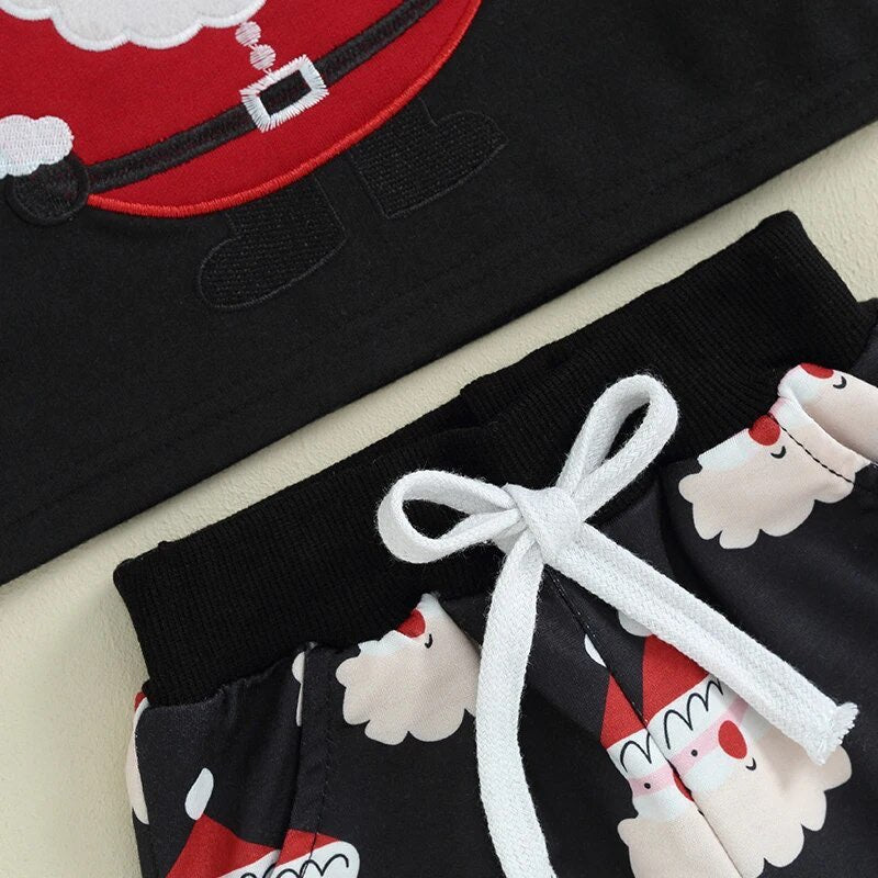 Boys' Black and Red Santa Claus Christmas Jogger Set