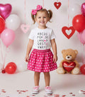 Girl’s Valentine’s Day Outfit – ABC I Love You Shirt, Pink Polka Dot Skirt & Bow Set