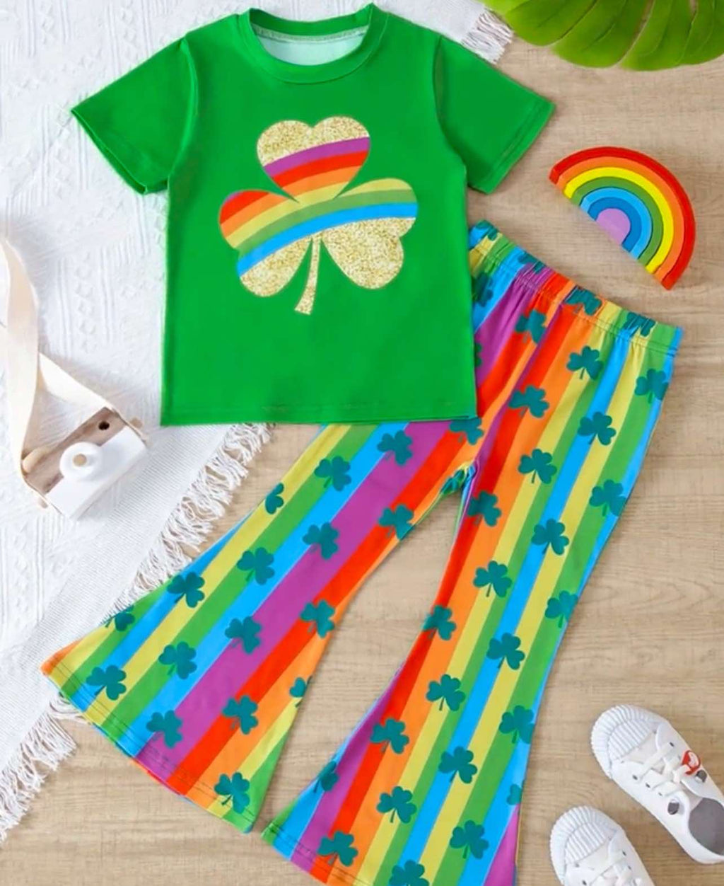 Girls’ Rainbow Shamrock St. Patrick’s Day Outfit