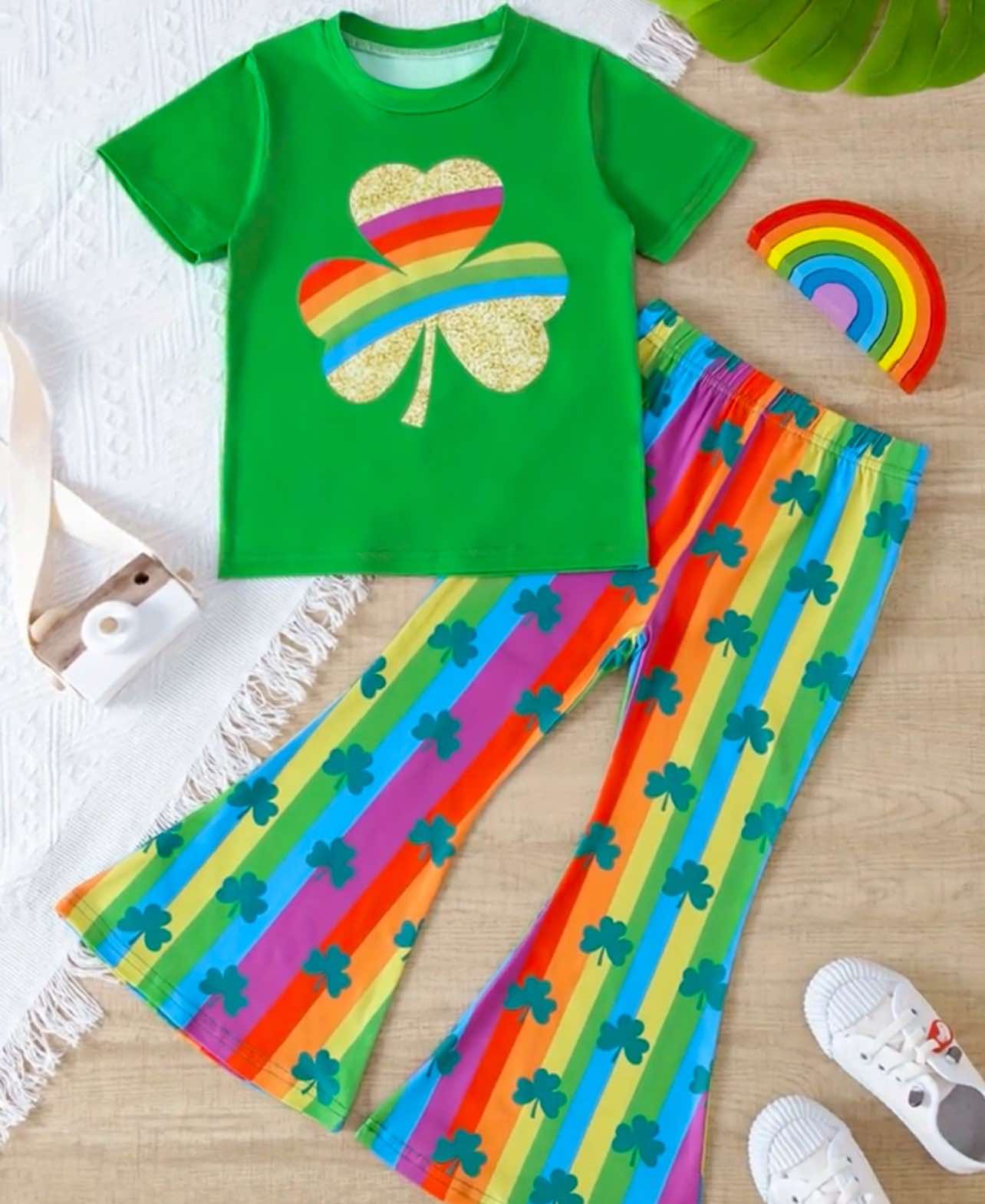 Girls’ Rainbow Shamrock St. Patrick’s Day Outfit