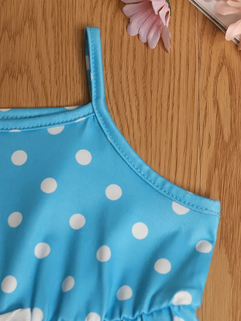 Girl's Summer Sleeveless Romper- Blue Dots/Orange Stripes/Blue Sunflowers - EveryNest