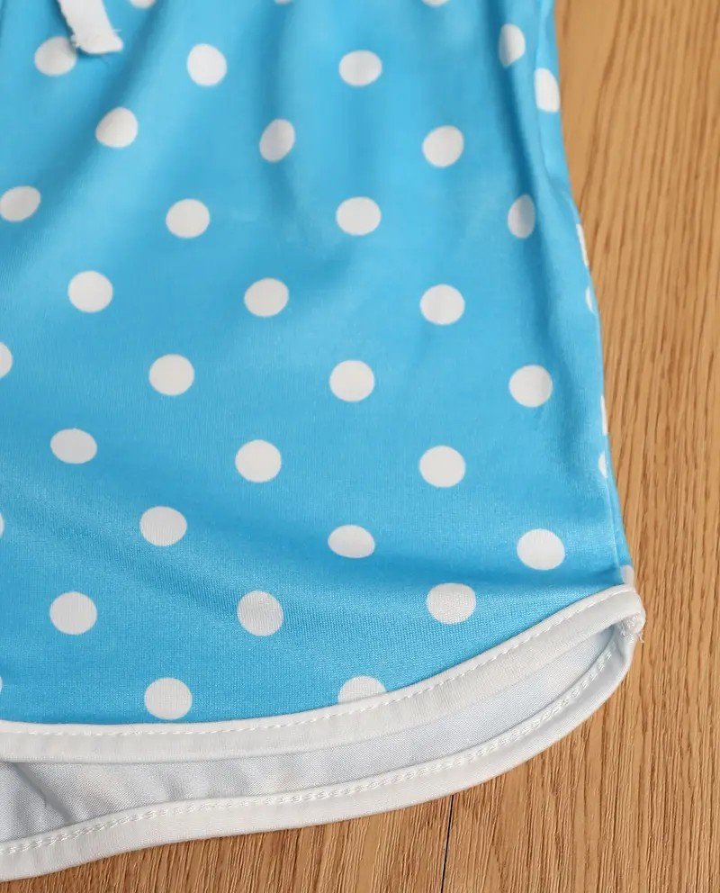 Girl's Summer Sleeveless Romper- Blue Dots/Orange Stripes/Blue Sunflowers - EveryNest