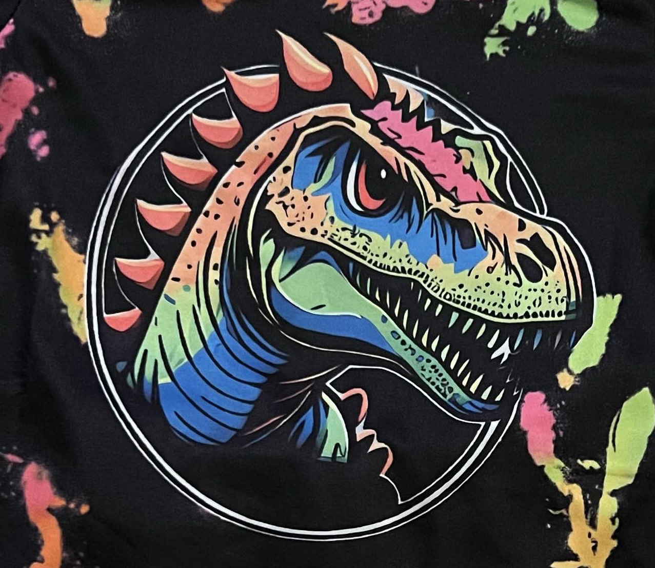 Boy's Neon Paint Splatter Dinosaur Outfit - EveryNest