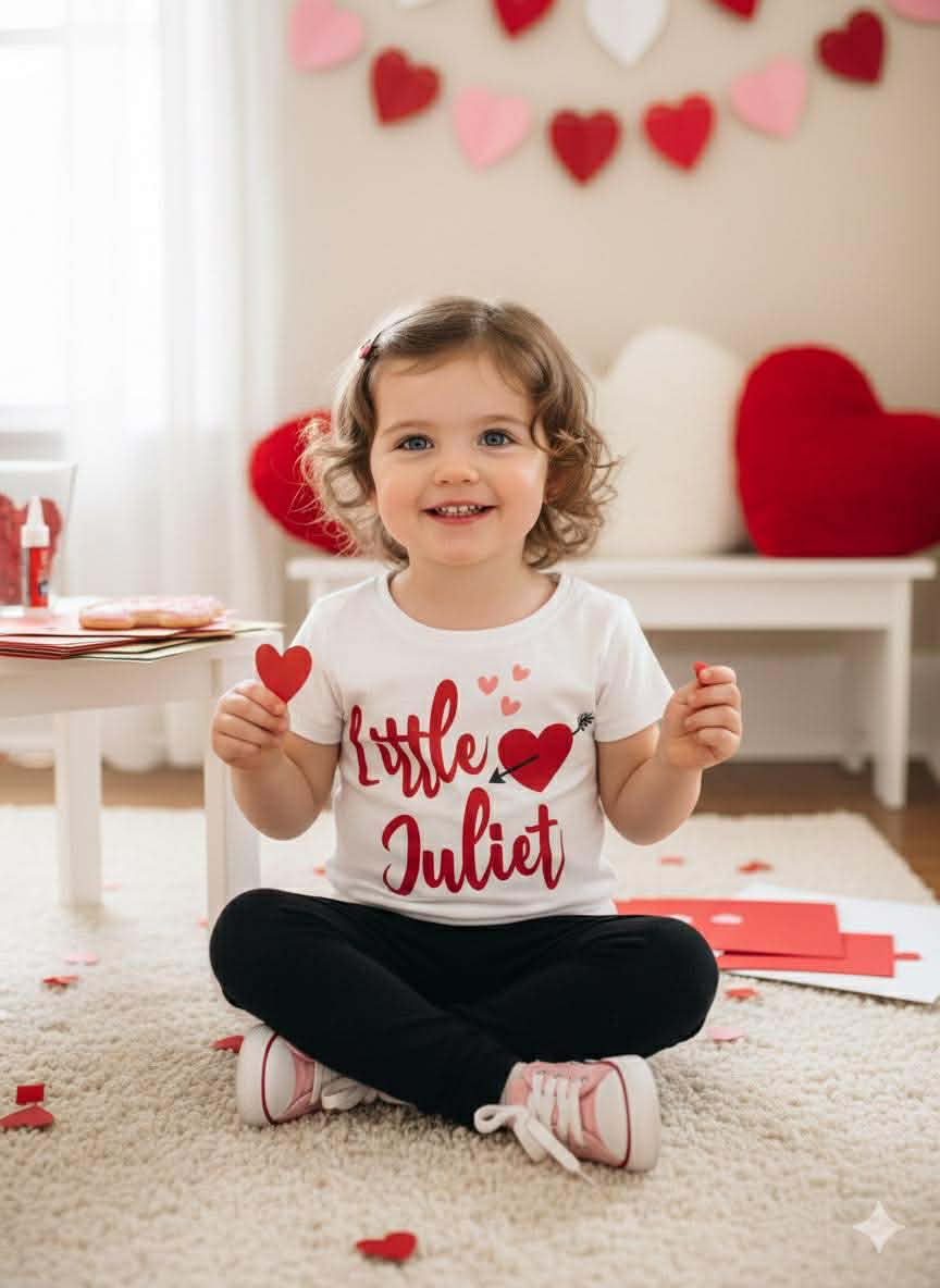 Girl's Handmade Valentine's Day Tees- Short or Long Sleeve Options