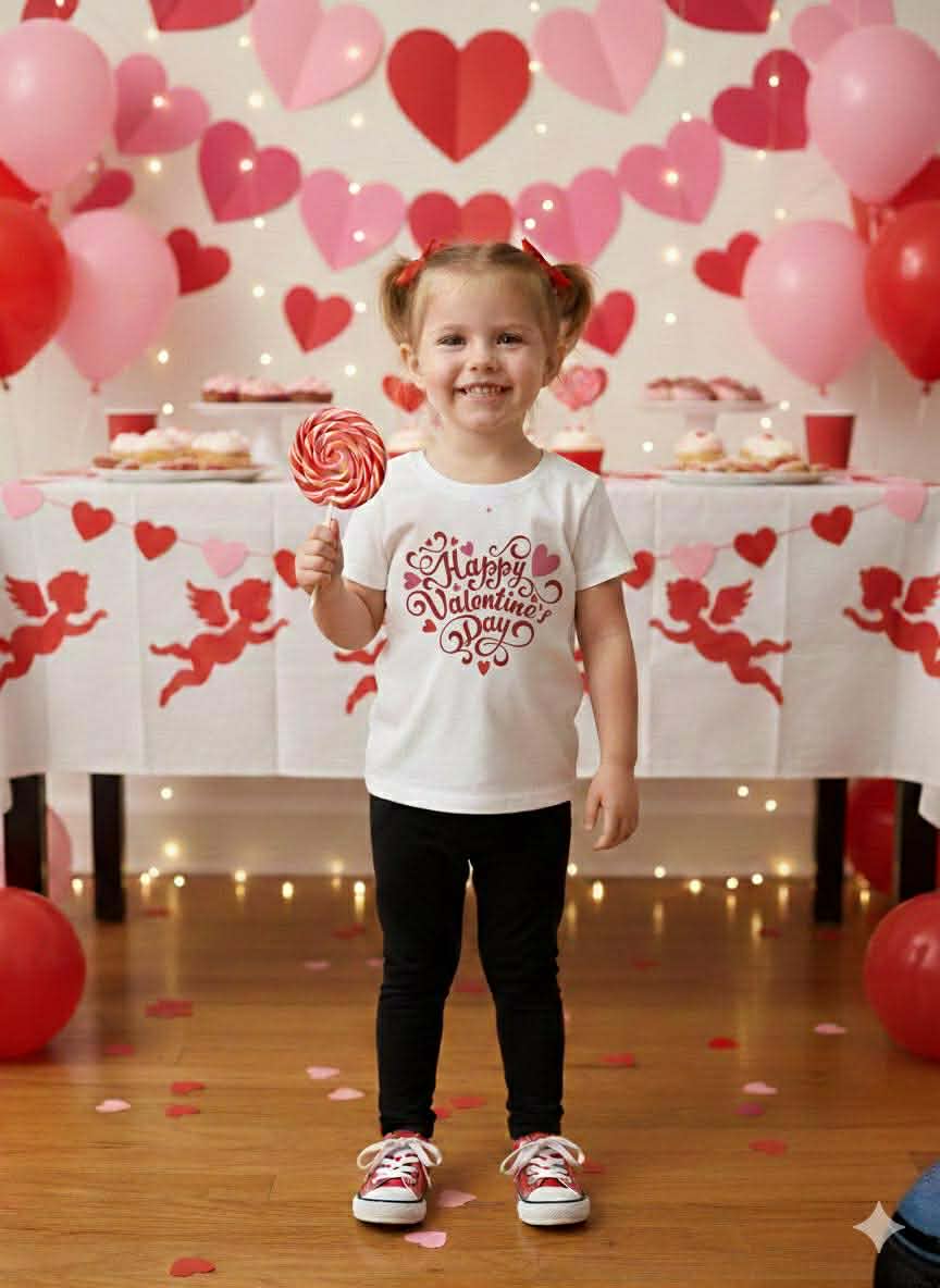 Girl's Handmade Valentine's Day Tees- Short or Long Sleeve Options