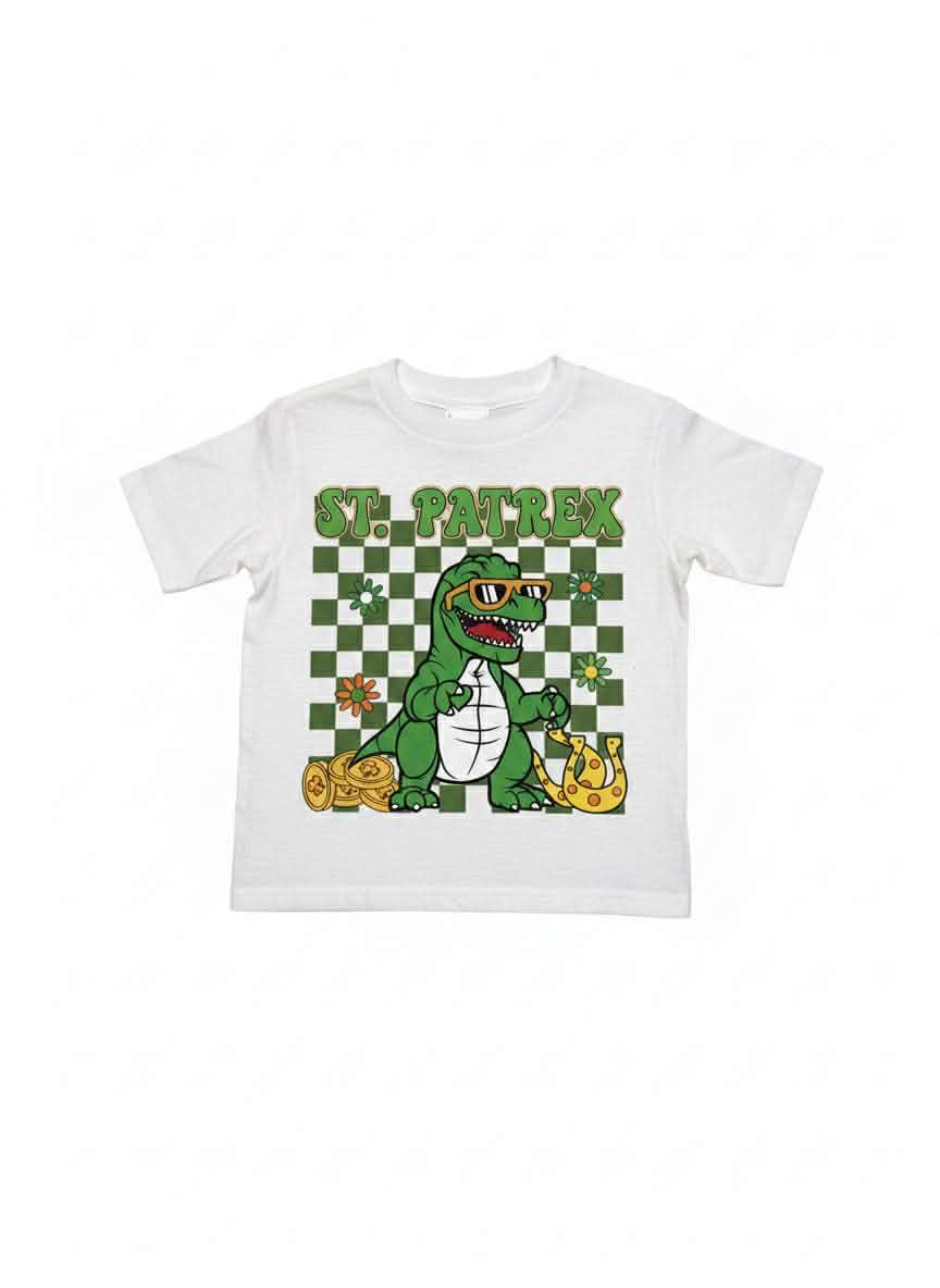Boys’ Handmade “St. Patrex” Dino St. Patrick’s Day Shirt