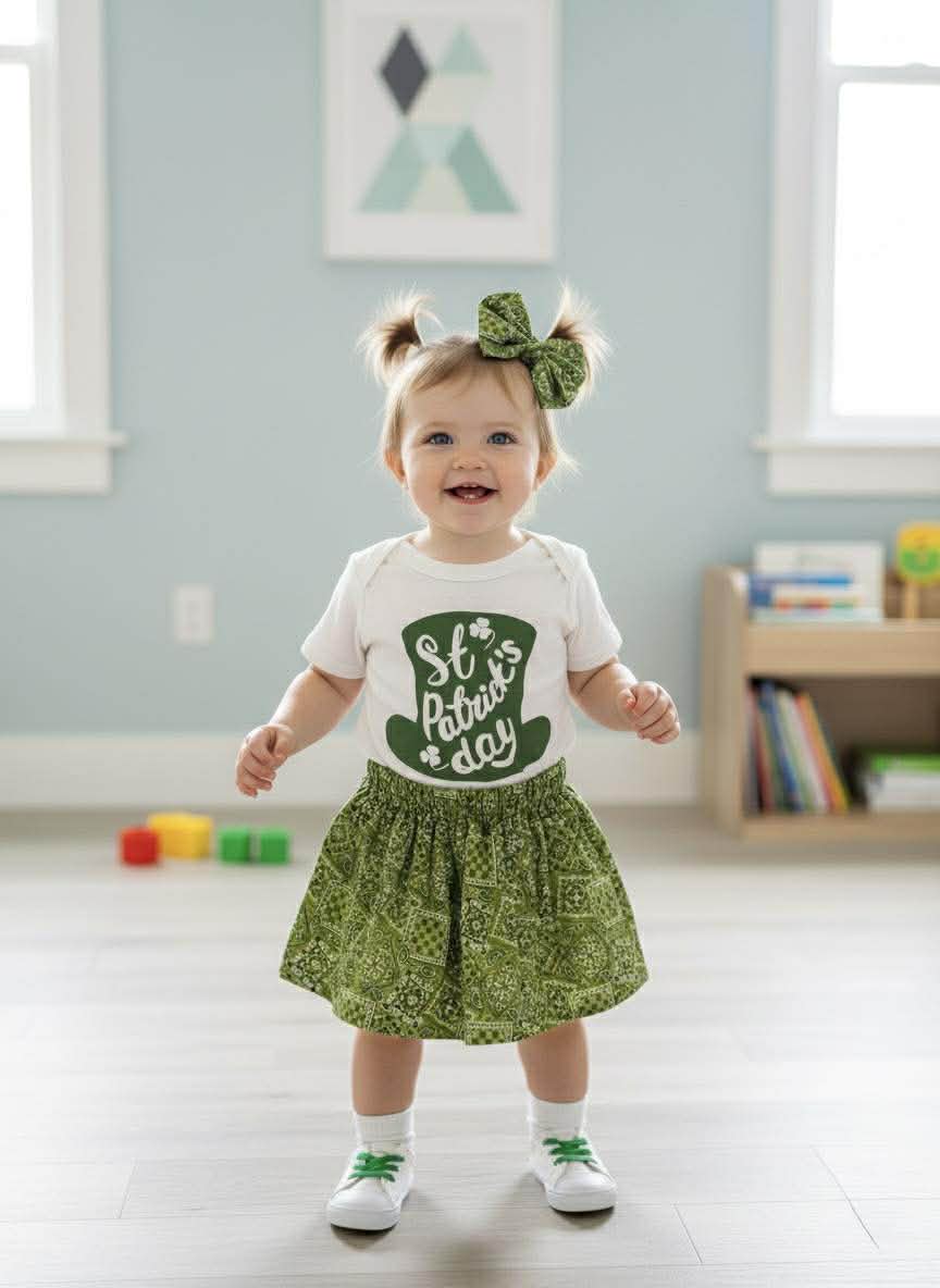 Handmade Girl's St. Patrick's Day Outfits- Green Bandana Collection