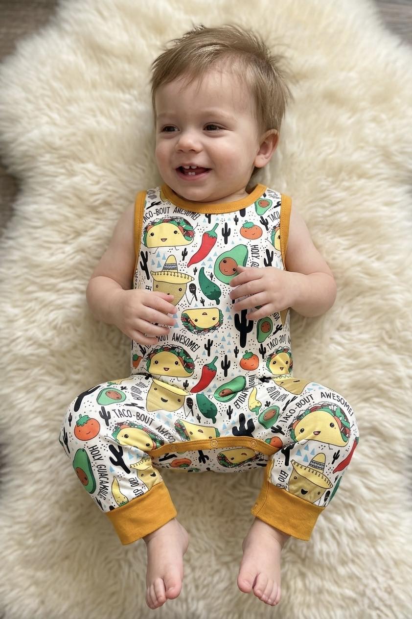 Boy's Taco-Themed Infant Romper