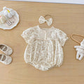 Stylish Lace Short-Sleeve Romper For Girls