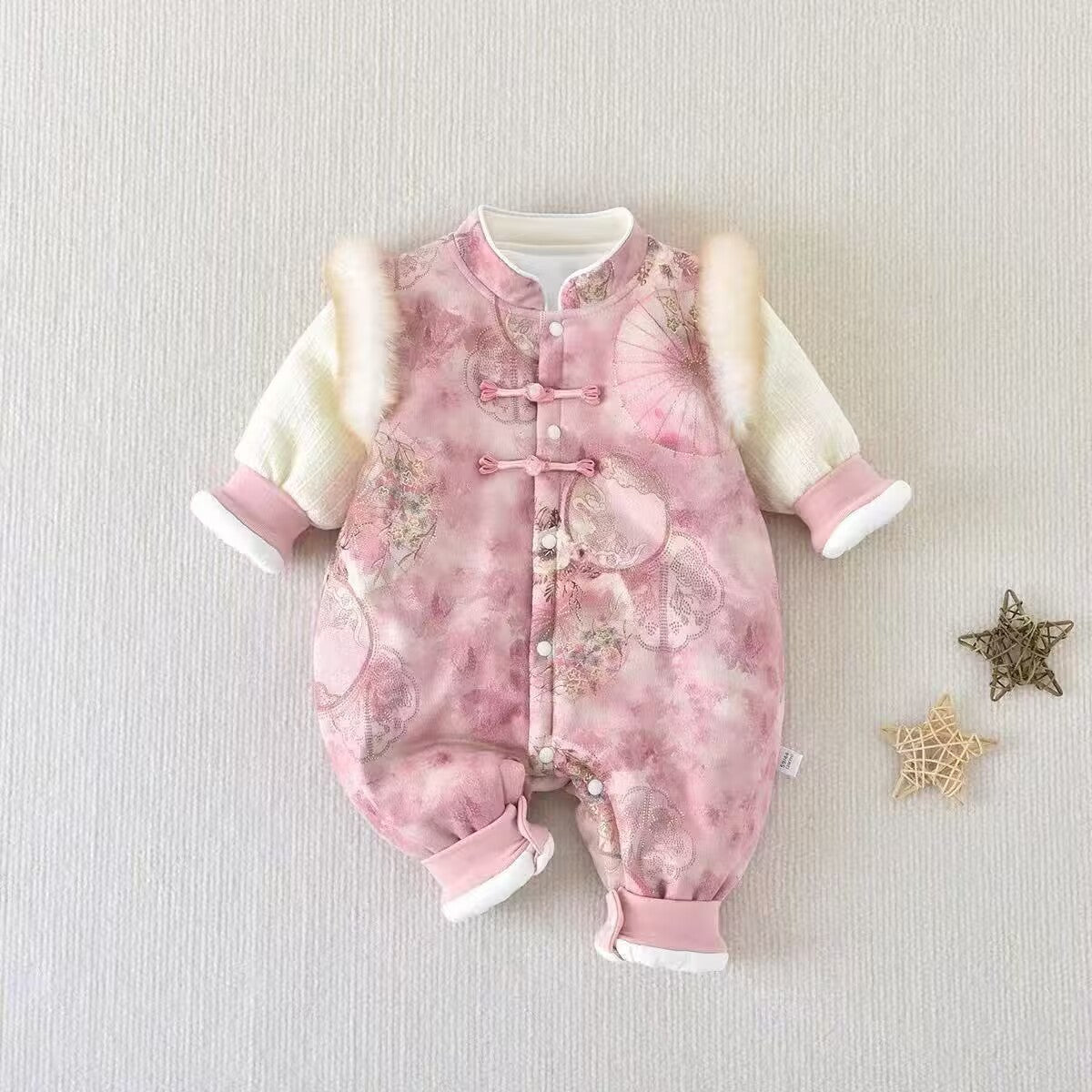 Fleece-lined Extra-thick Childrens Outdoor Cotton Jumpsuit