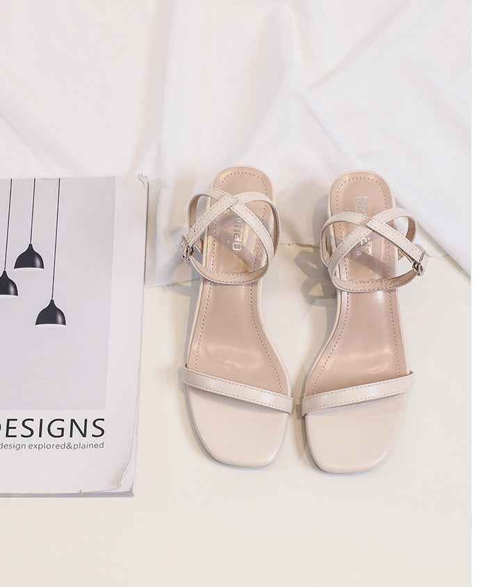 Women’s Ankle Strap Mid Stiletto Heel Sandal  Open-toed Fairy Style