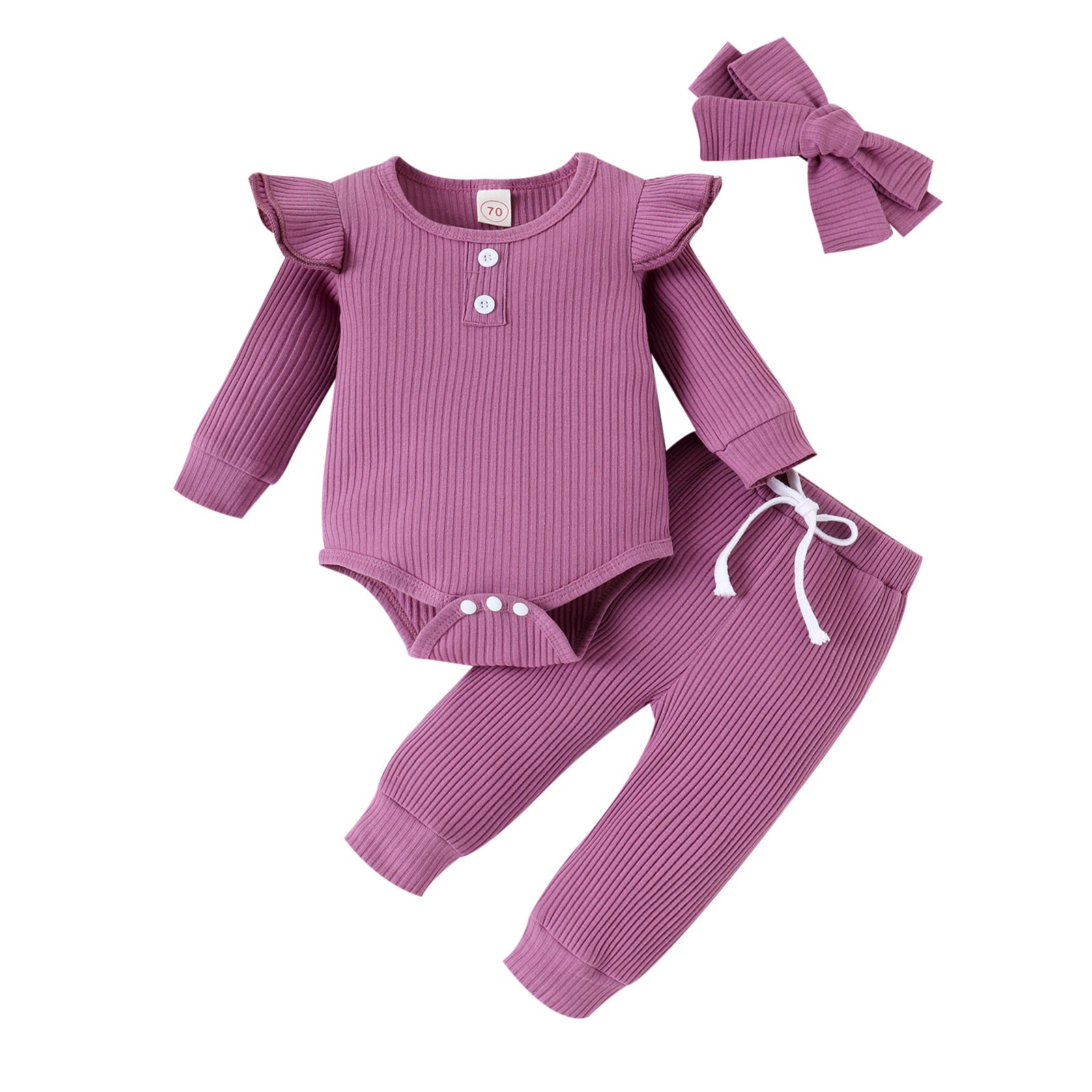 Casual Ribbed Long-sleeve Romper With Cap Sleeves