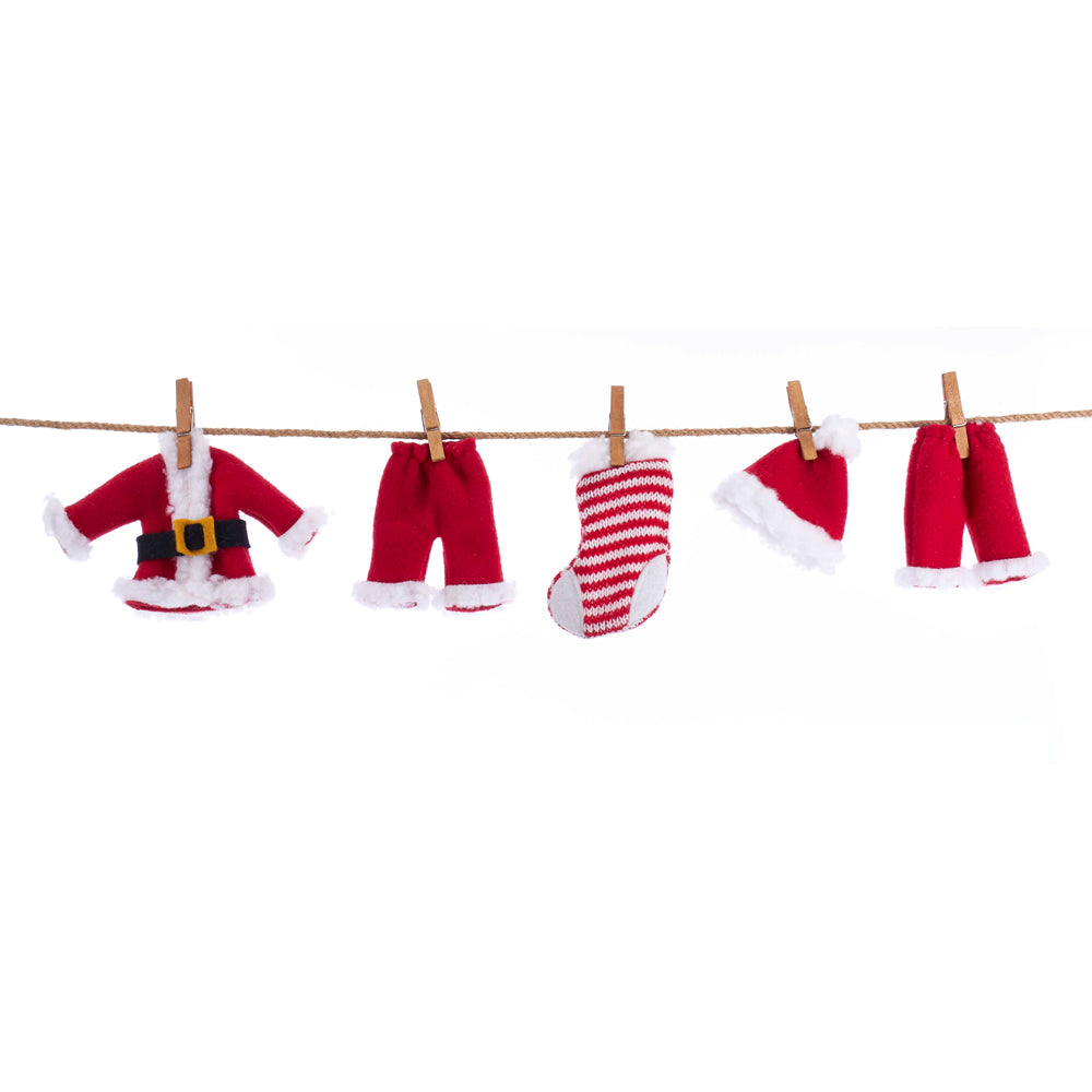 Santa Suit 'Clothesline' Garland - 32 Inches long
