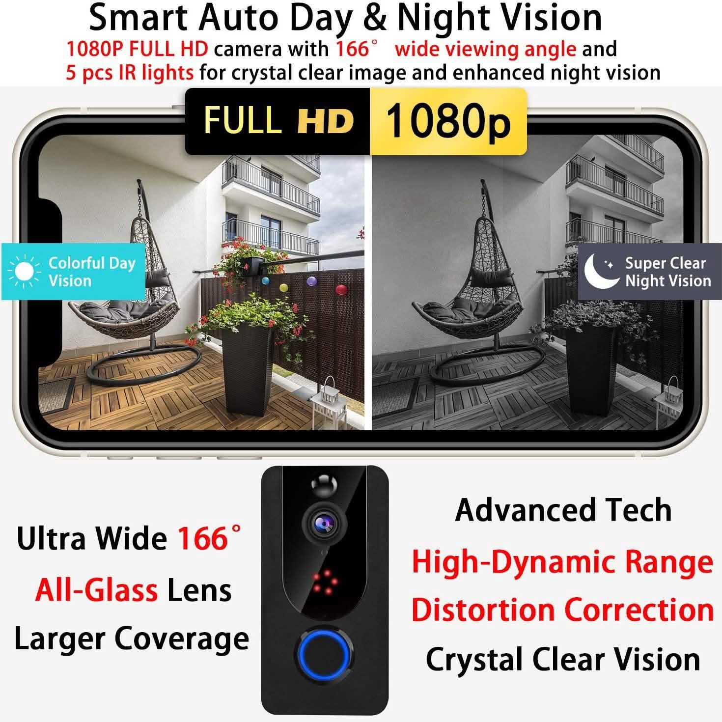 Bextgoo Wireless Doorbell Camera 1080P with Chime