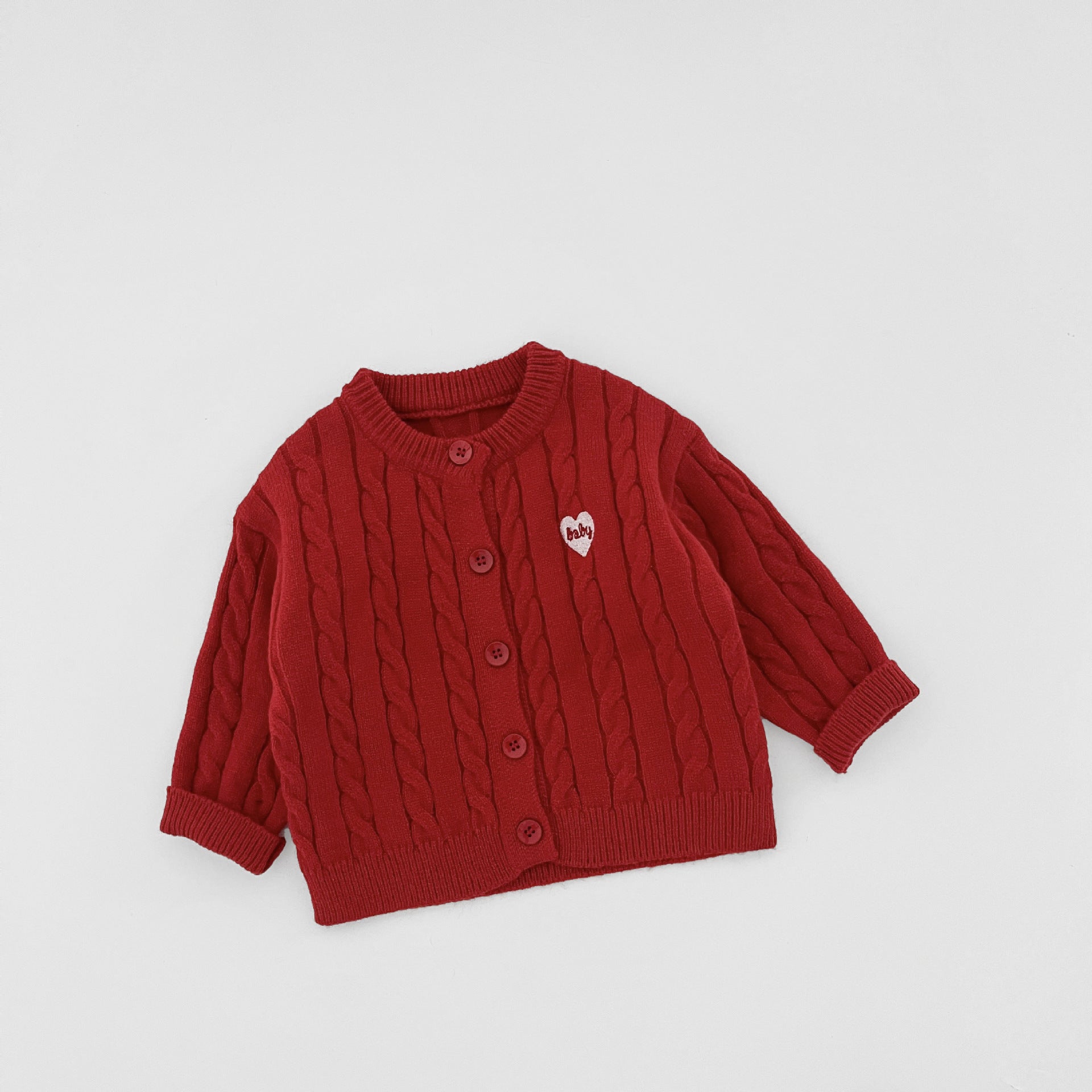Winter Red Thickened Warm Cardigan Sweater